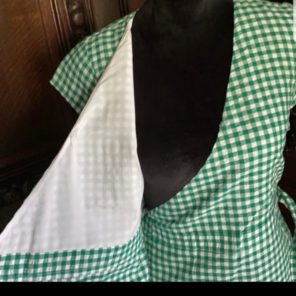 Banana Republic Green White Gingham Check Wrap ♥ - Picture 5 of 8